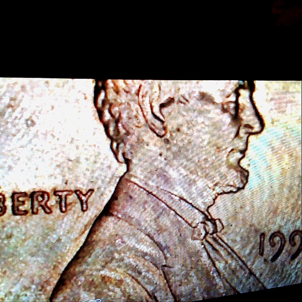 Coin Lincoln Penny Finish error. Rainbow 1991 Penny.